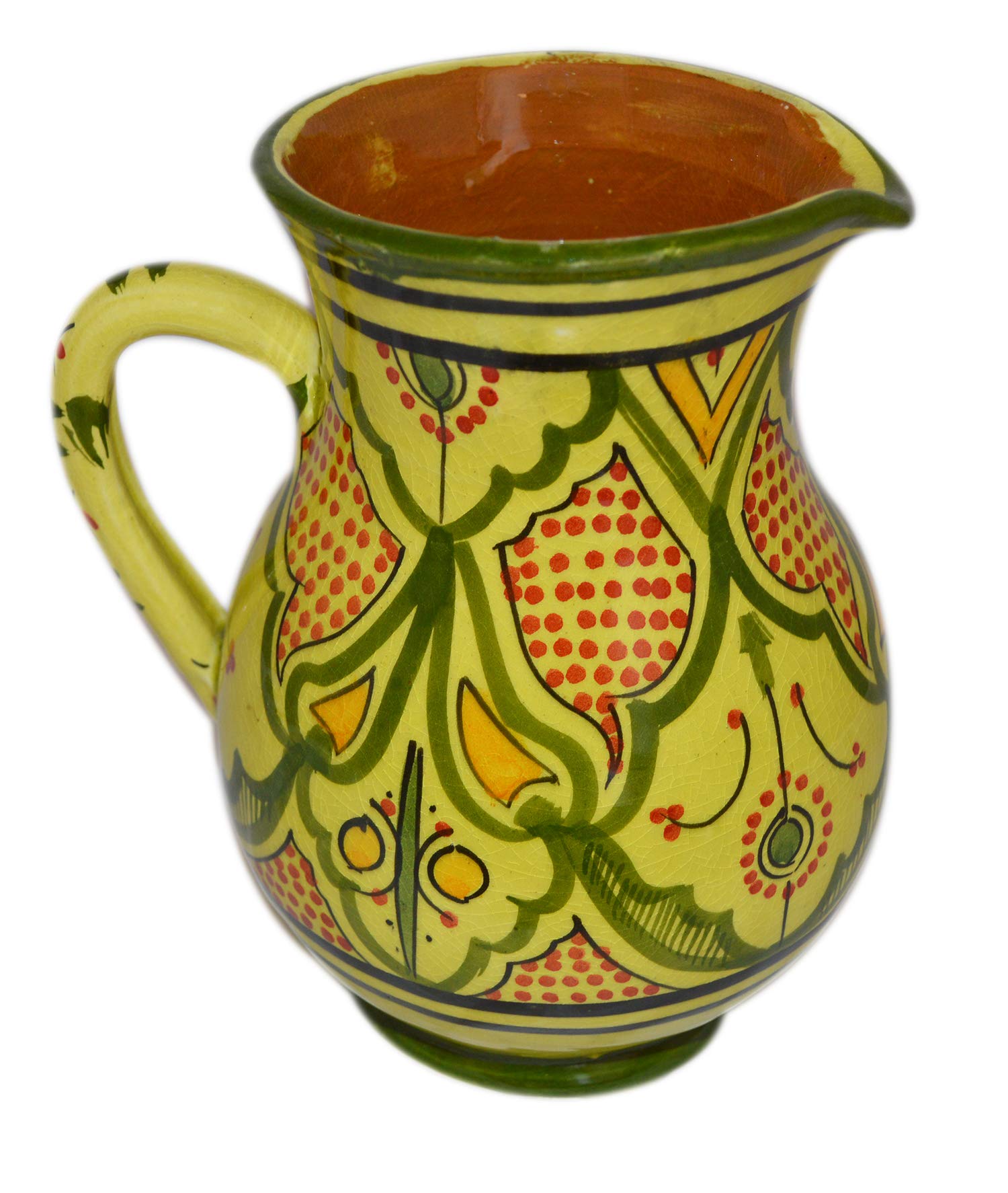 Moroccan Pitchers Sangria Handmade Ceramic Carafe Beverage Dispenser Jar Cooler Easy Pour 58 Oz Large