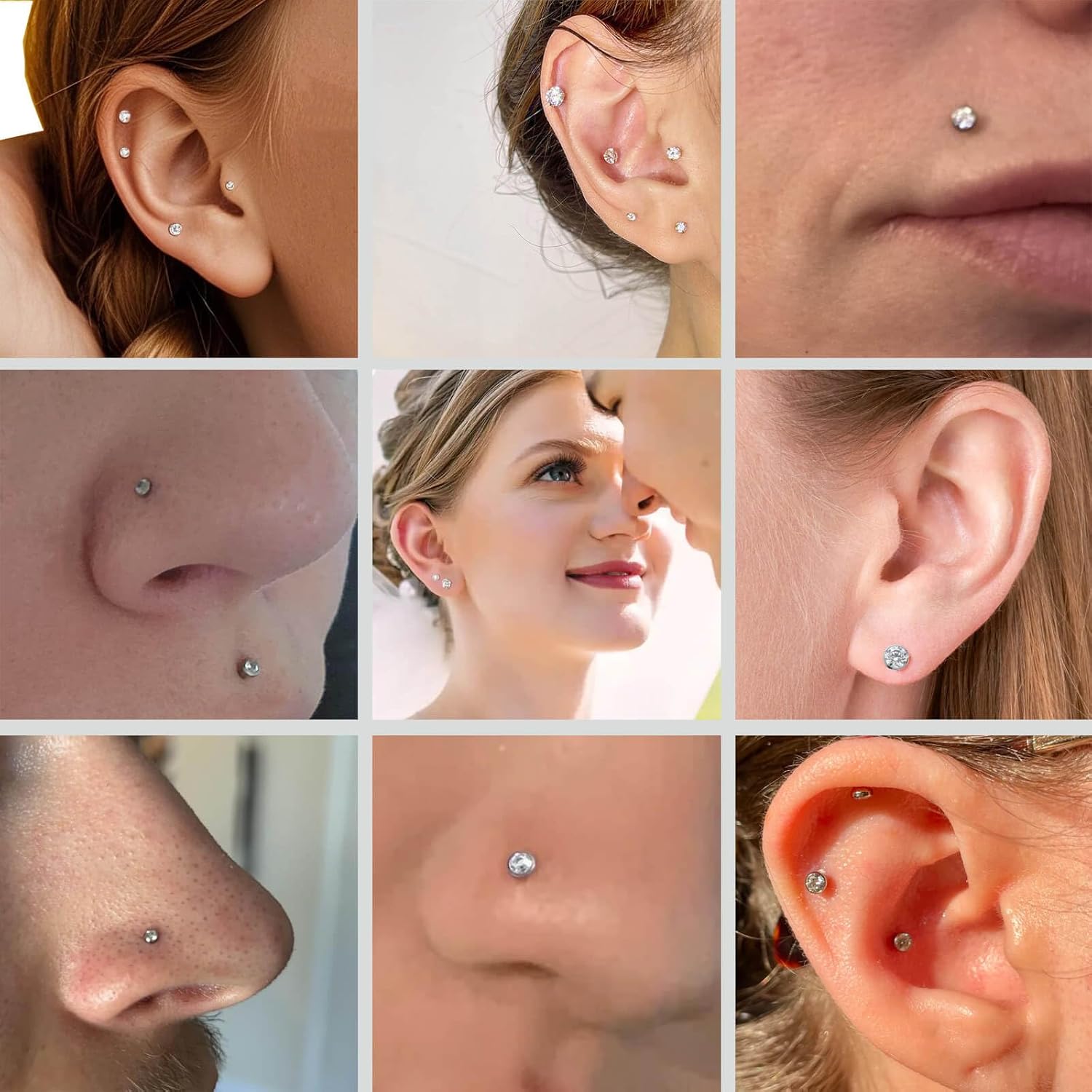 Gotumo 16G 18G 20G Flat Back Earrings Stud Titanium Threadless Nose Rings Tragus Labret Cartilage Lip Medusa Conch Body Piercing Jewelry Hypoallergenic for Women Men