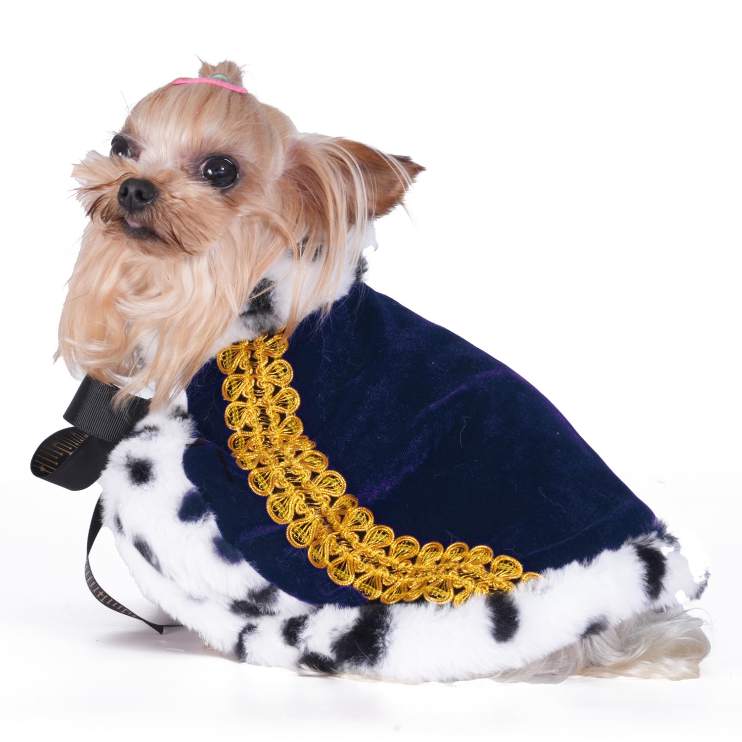 Lovelyshop pet serial Lux Fur Blue Cat Dog Cloak for Halloween costumes, King Queen prince and princess cosplay-XS — image 1
