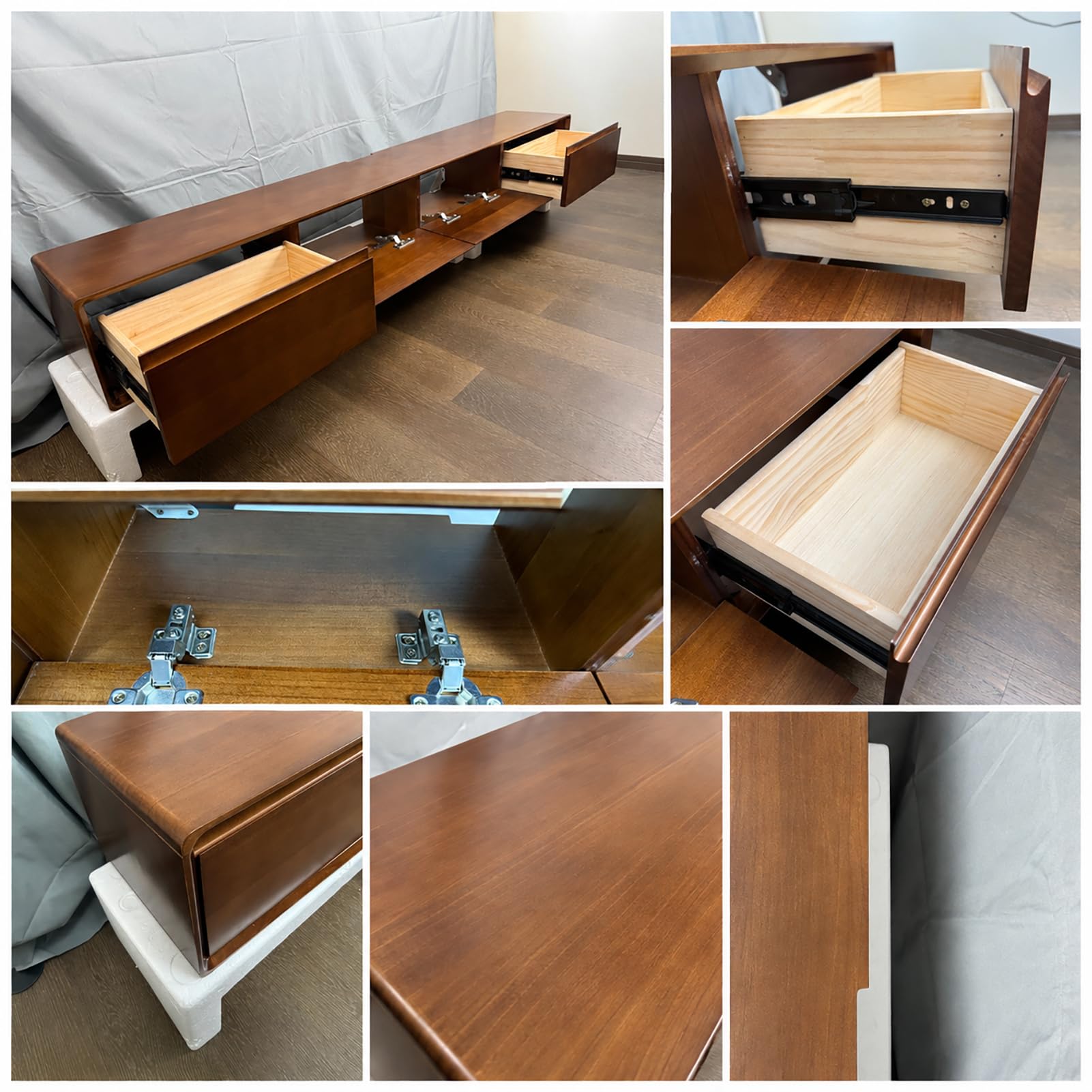 Jungle Mueble de TV de 200cm Nogal+Negro, Mueble Flotante Salón con 2 Cajones 2 Puertas, Gran Almacenamiento para Salón, Comedor, Dormitorio y Oficina