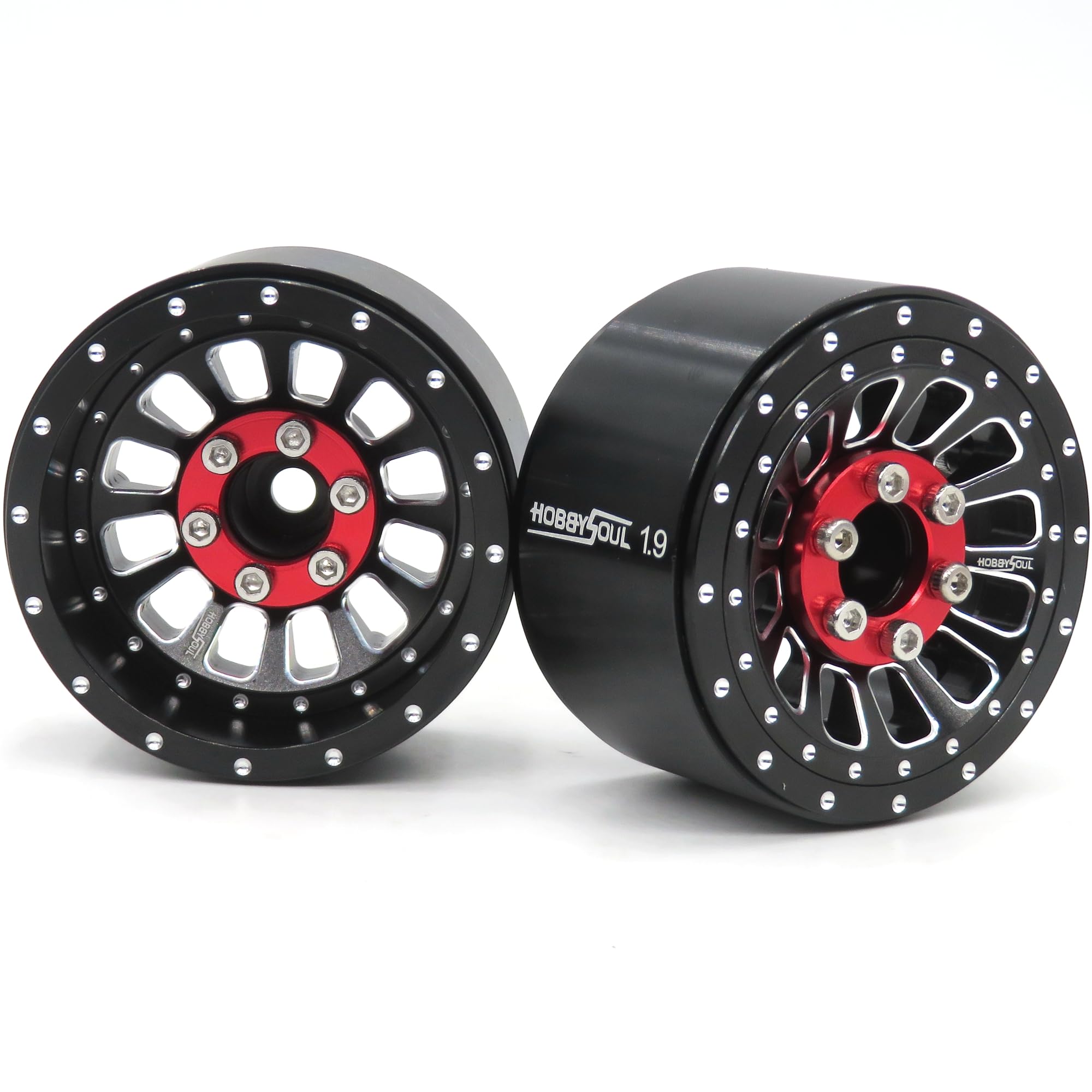 HOBBYSOUL Lot de 4 roues Beadlock 1,9 - Jantes décalées négatives de 10,5 mm de large pour TRX4 SCX10 Gen8 1/10 RC Mud Crawler Truck Upgrades