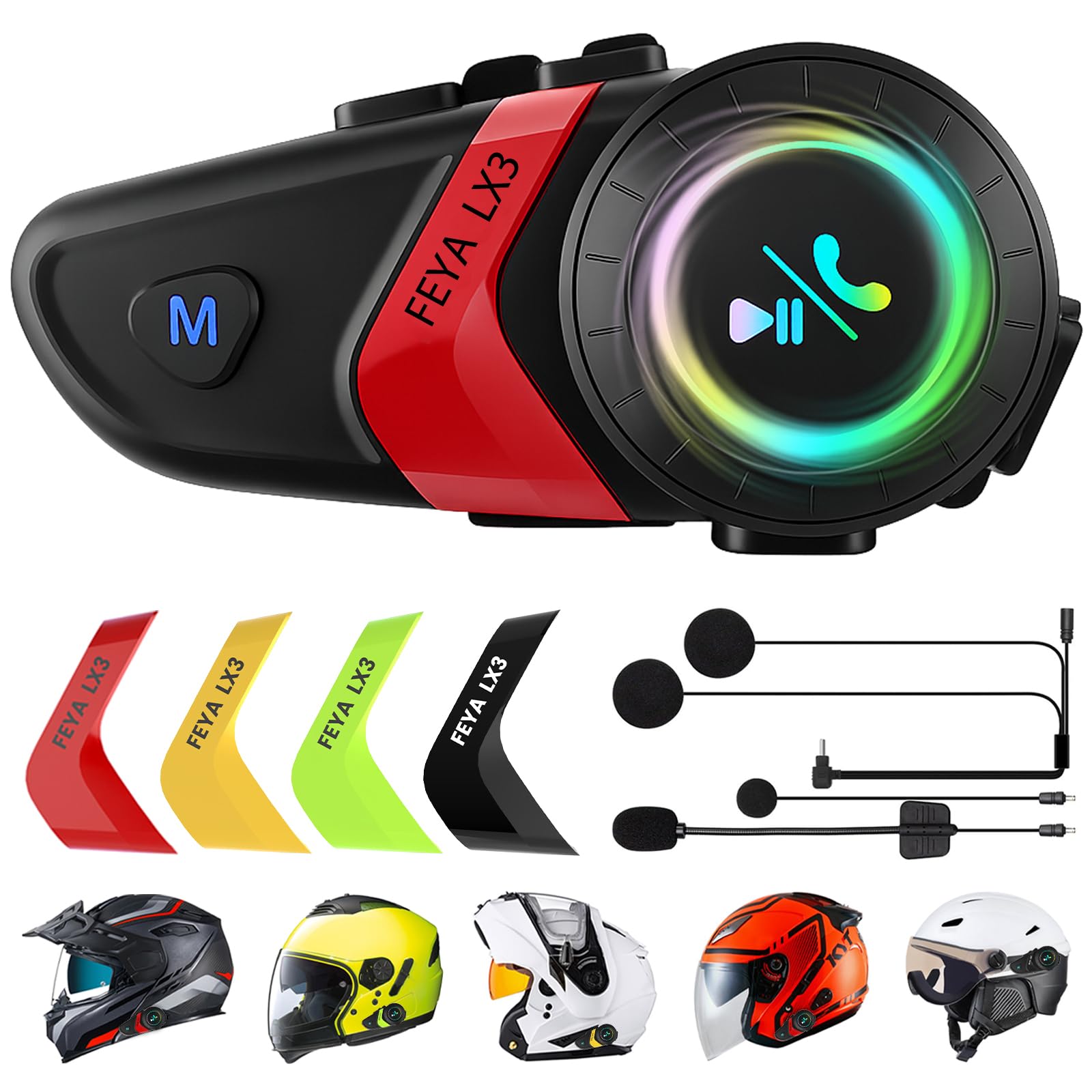 Felice✨３点☆ Amazon.com: FEYA Motorcycle Helmet Speakers Super Long Battery