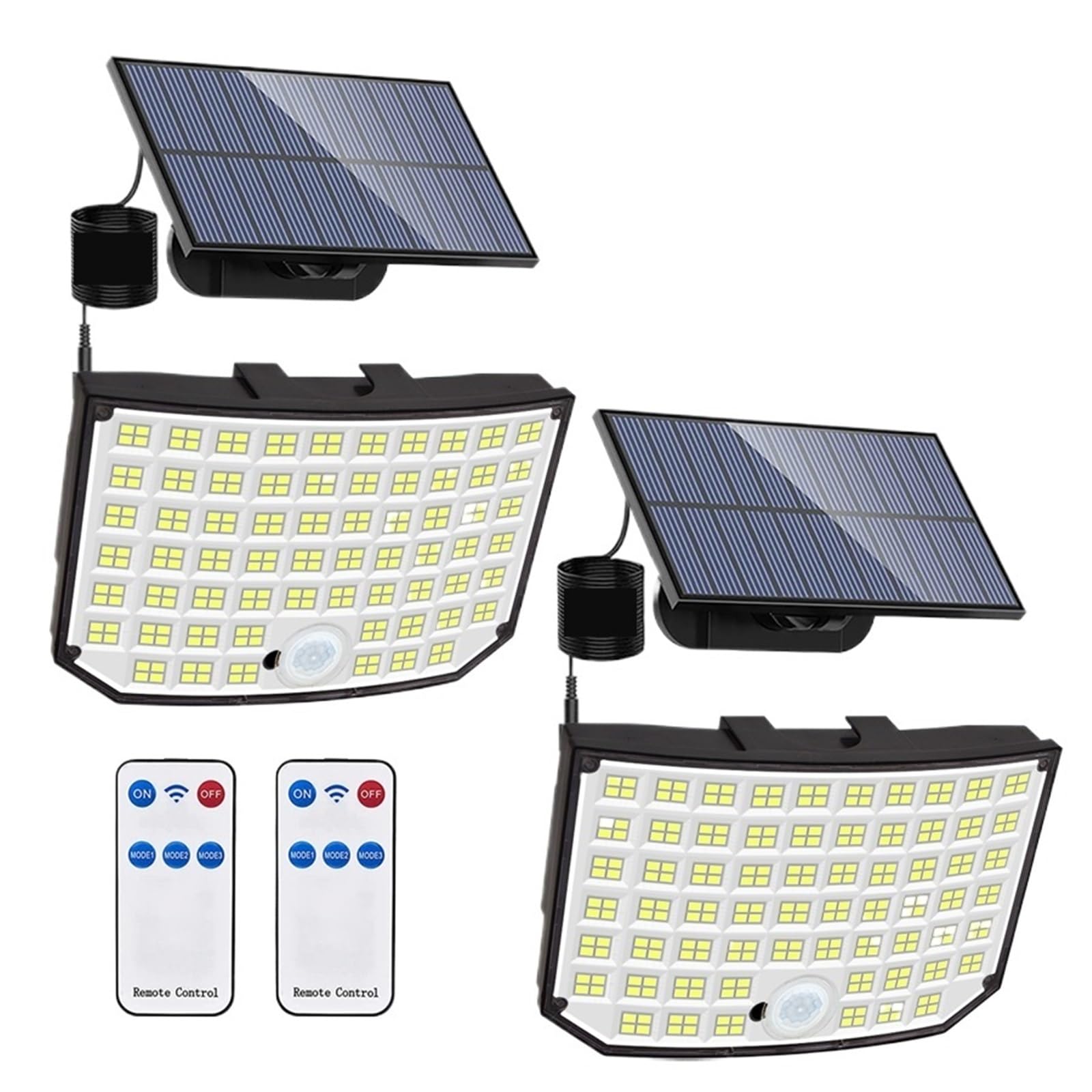 256 LED zewnętrzna lampa solarna jasne światła powodziowe z pilotem IP65 wodoodporna 3 tryby lampa ścienna do dekoracji ogrodu (2 szt.)