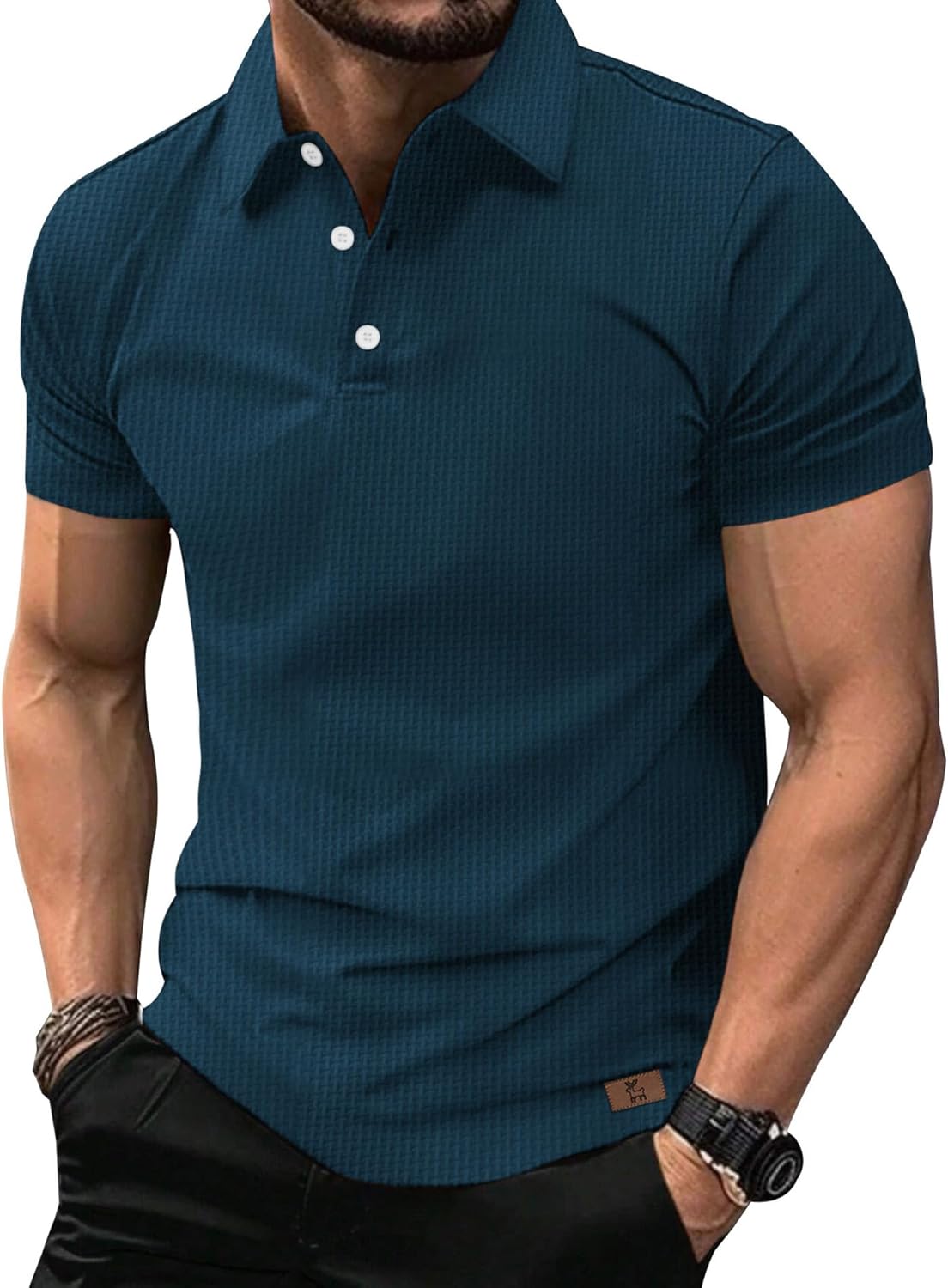 ZITY Mens Polo Shirts Short Sleeve Athletic Golf Polos Moisture Wicking Casual Polo Shirts for Men Jacquard Collared T Shirts - Image 2
