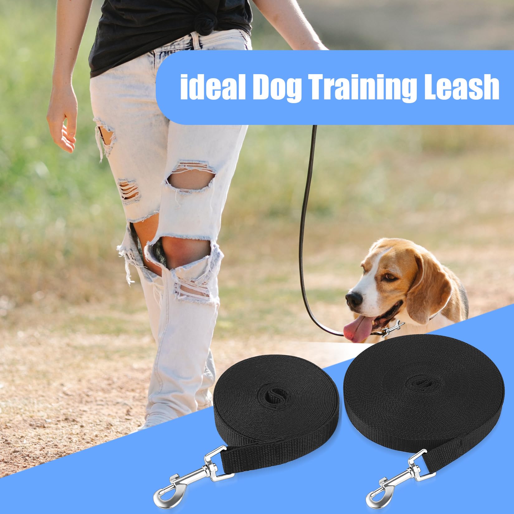Extra Long Line Dog Lead, 15m/49.2ft Black Training Lead for Small & Medium Dogs/Puppy, Dog Training Leads Leash - Image 4