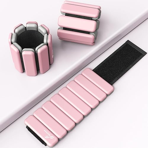 Vista 2 de Sportneer Wrist & Ankle Weights for Women Men - 1 Pair (1 lb2 lb Each) Adjustable Weighted Bracelet Silicone Bangles for Yoga, Dance, Pilates