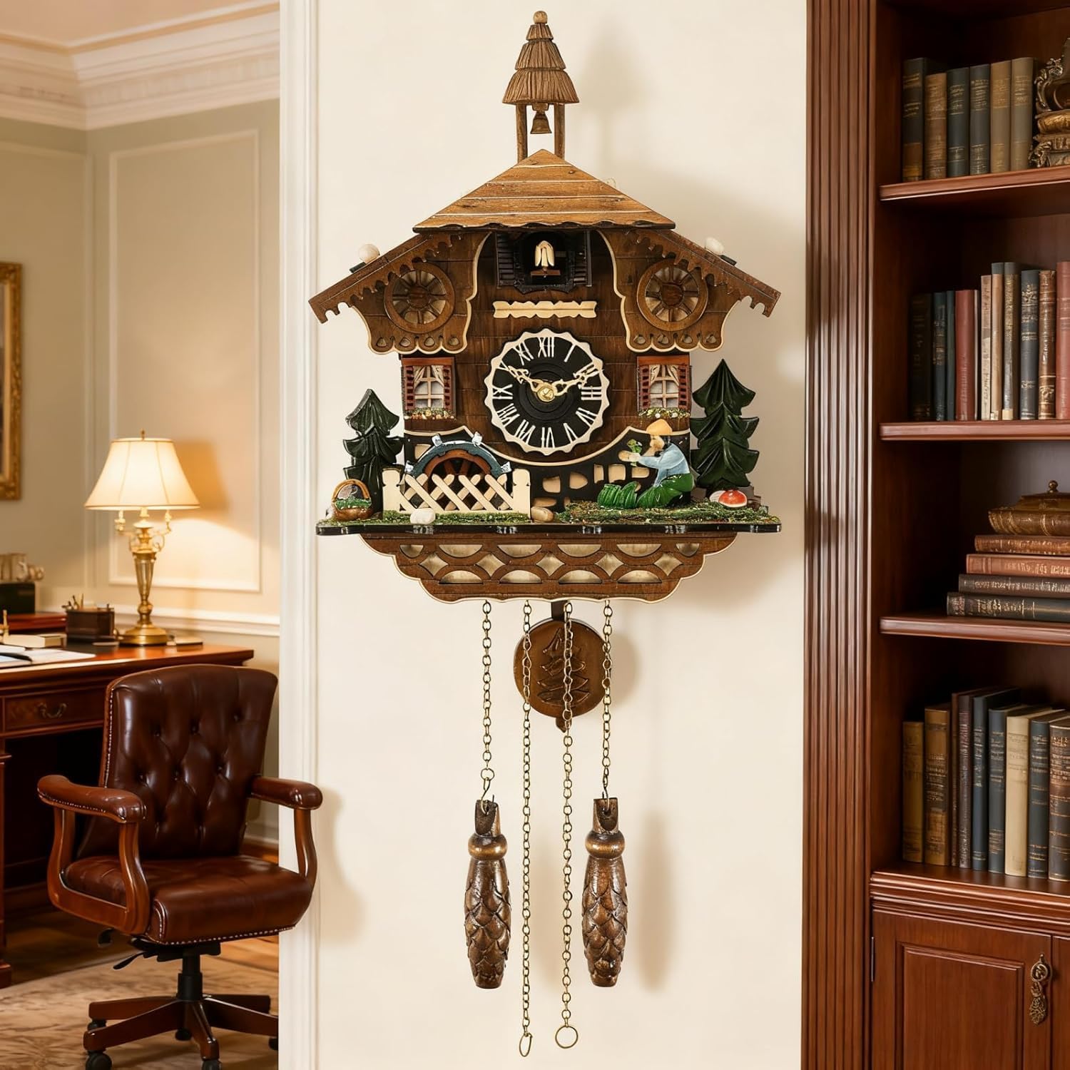 Cuckoo Clock, Traditional Black Forest Cookoo Clock Wood Wall Clock, Quartz Wall Clock, Coco Clocks for wall with Bird, Wall Clocks for Living Room Decor