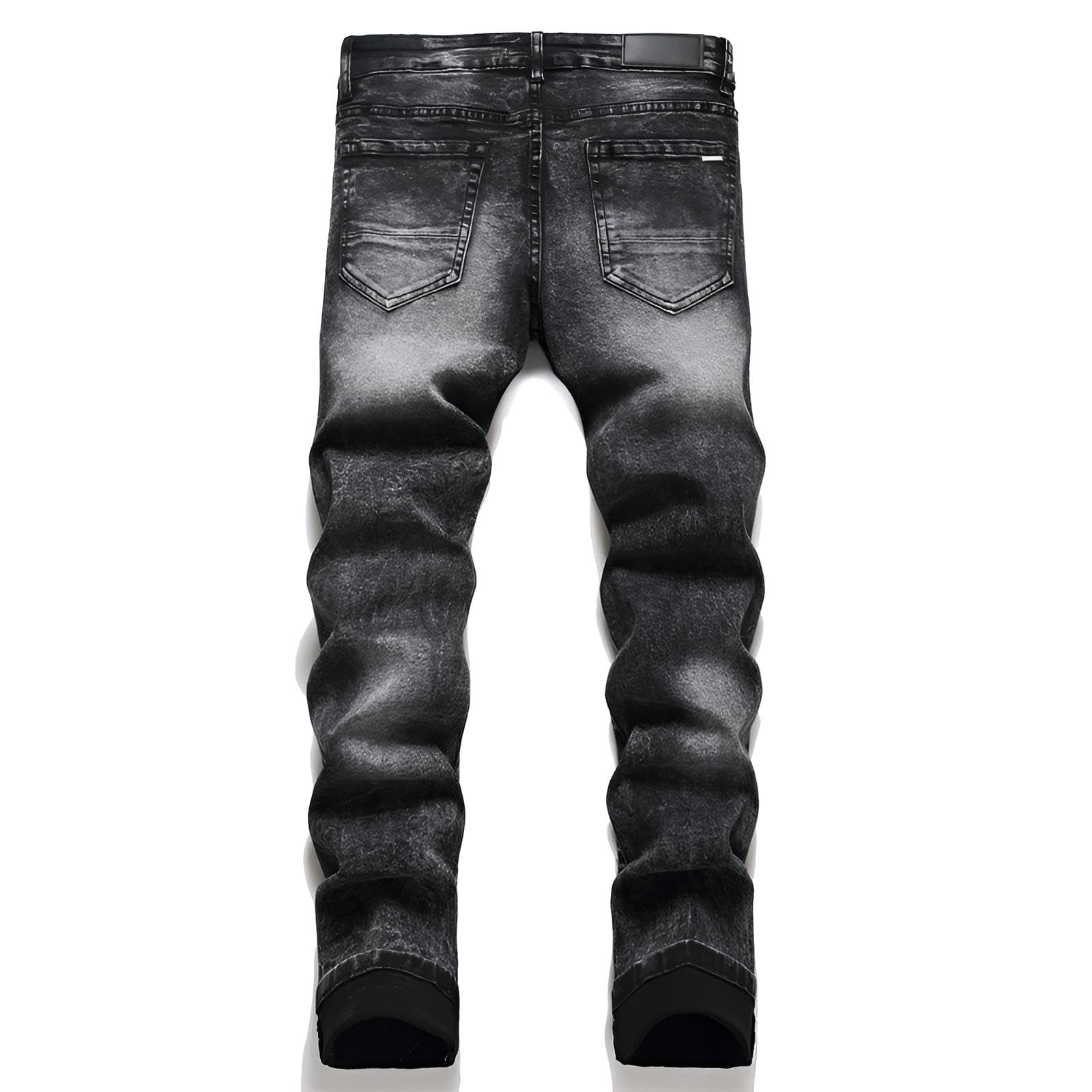 Jeans Uomo Slim Fit Strappati - Pantaloni in Denim Stretch con Motivo a Stella, Jeans Skinny Moda Streetwear Y2K, Fit Slim e Design Versatile per Look Trendy