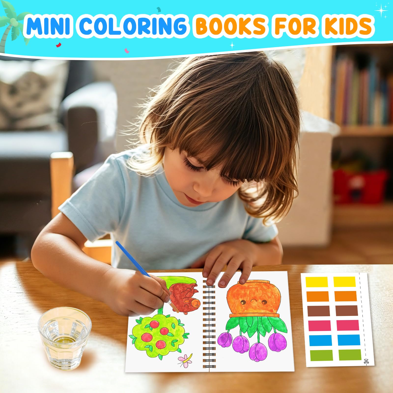 ZMLM Libri da Colorare gadget compleanno bambini, mini libri da colorare Carta per Pittura ad acqua per di 4-8anni Bambini Regalo Gadget Regalini fine Festa Compleanno (24 Estate)