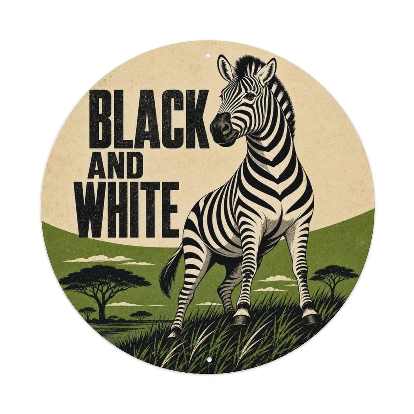 Okngb Style Zebra Funny Gesture Animal Humor Comic Cartoon Playful Metal Tin Sign Plaque Wall Decor For Cafe, Man Cave, Club Bar, Office, Home Garden Round Metal Poster 8X8inch