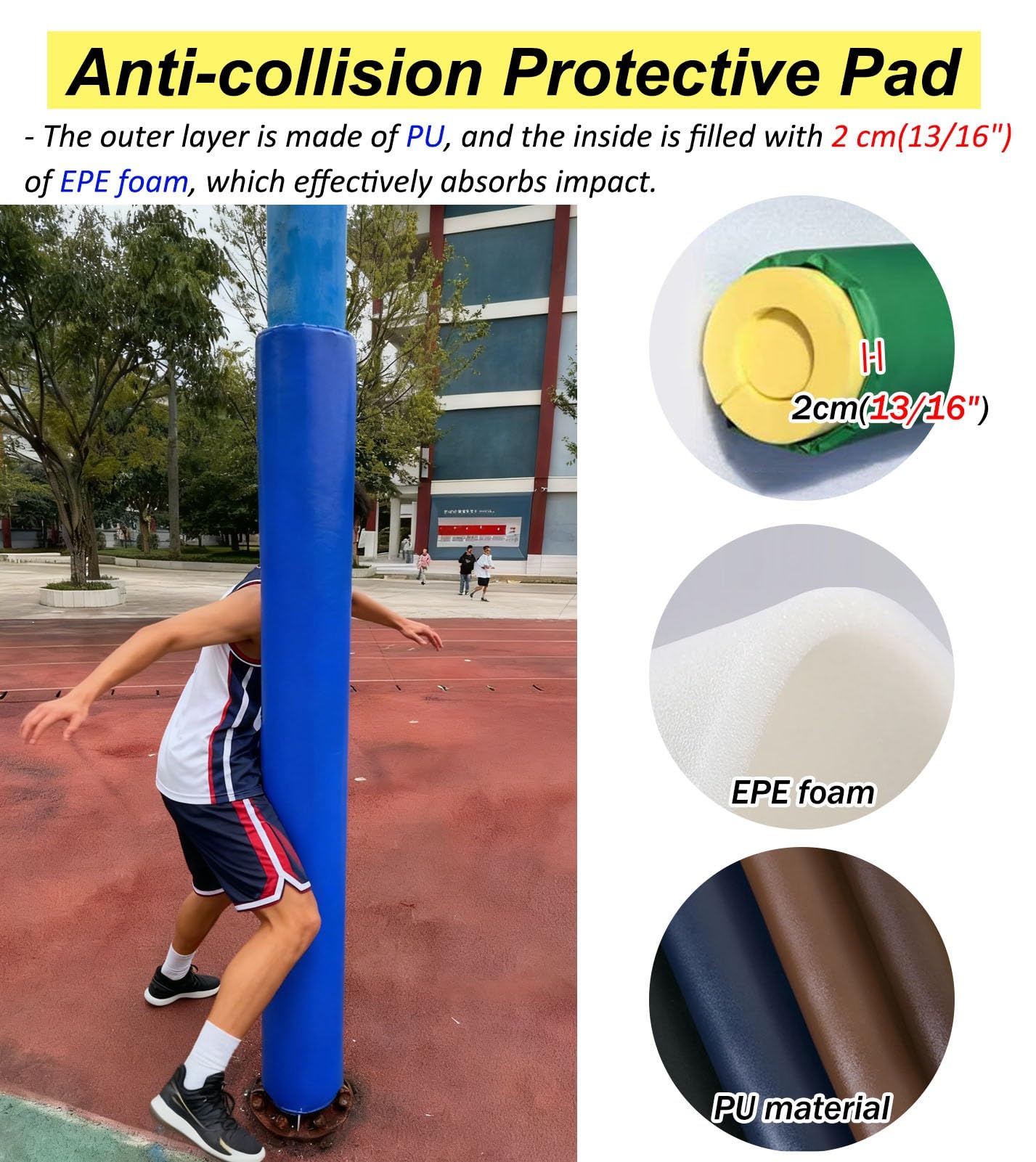 Protector universal para poste de garaje, resistente a la intemperie, protector de equipo deportivo, fácil instalación para protección al aire libre, ideal para seguridad deportiva