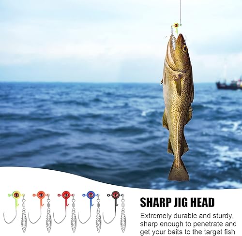 Miniatura 6 de Juego de cabezas de plantilla de crappie, gancho de cabeza de pesca para pesca con bola de ojo, 116 onzas de cabeza de plomo de gancho de la