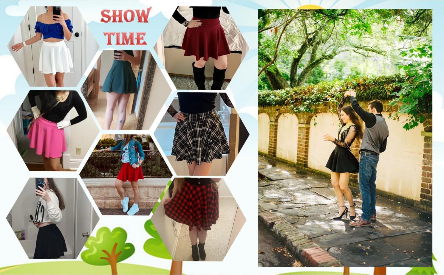 Women's Casual Basic Skirts Mini Flared Skater Stretchy A-Line Party Skirts with Sh... - Image 5
