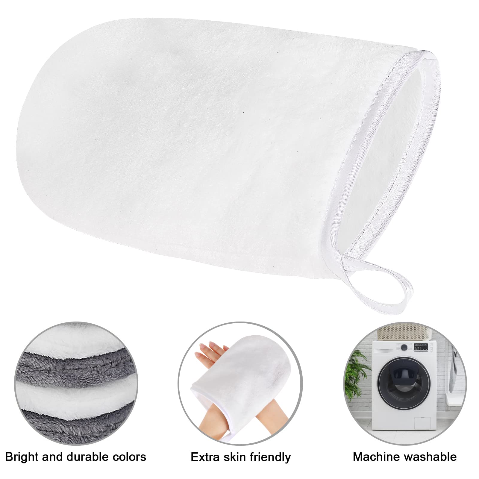 PHOGARY Confezione da 8 Guanti per il Bagno in Microfibra, Morbidi in Flanella, Panno da Bagno SPA, Struccanti Riutilizzabili, 15x21 cm, Grigio