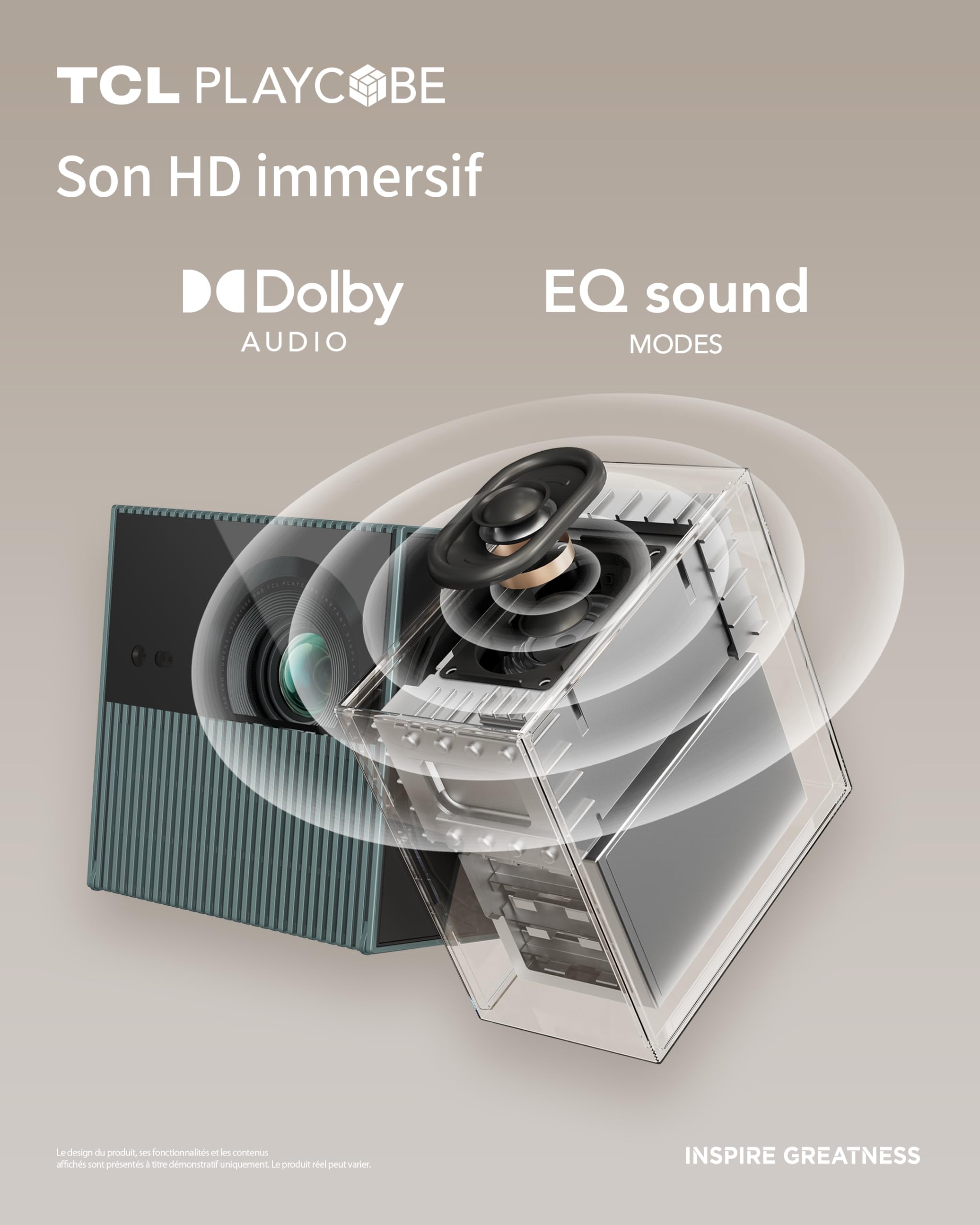 TCL PlayCube 4K Videoprojecteur - [GTV/Netflix] Projecteur Mini Portable, 750 Lumens ISO, Wi-FI et Bluetooth, AutoFocus, Keystone, Réglable 360°, pour Home Cinéma, Intérieur, Extérieur, Gaming