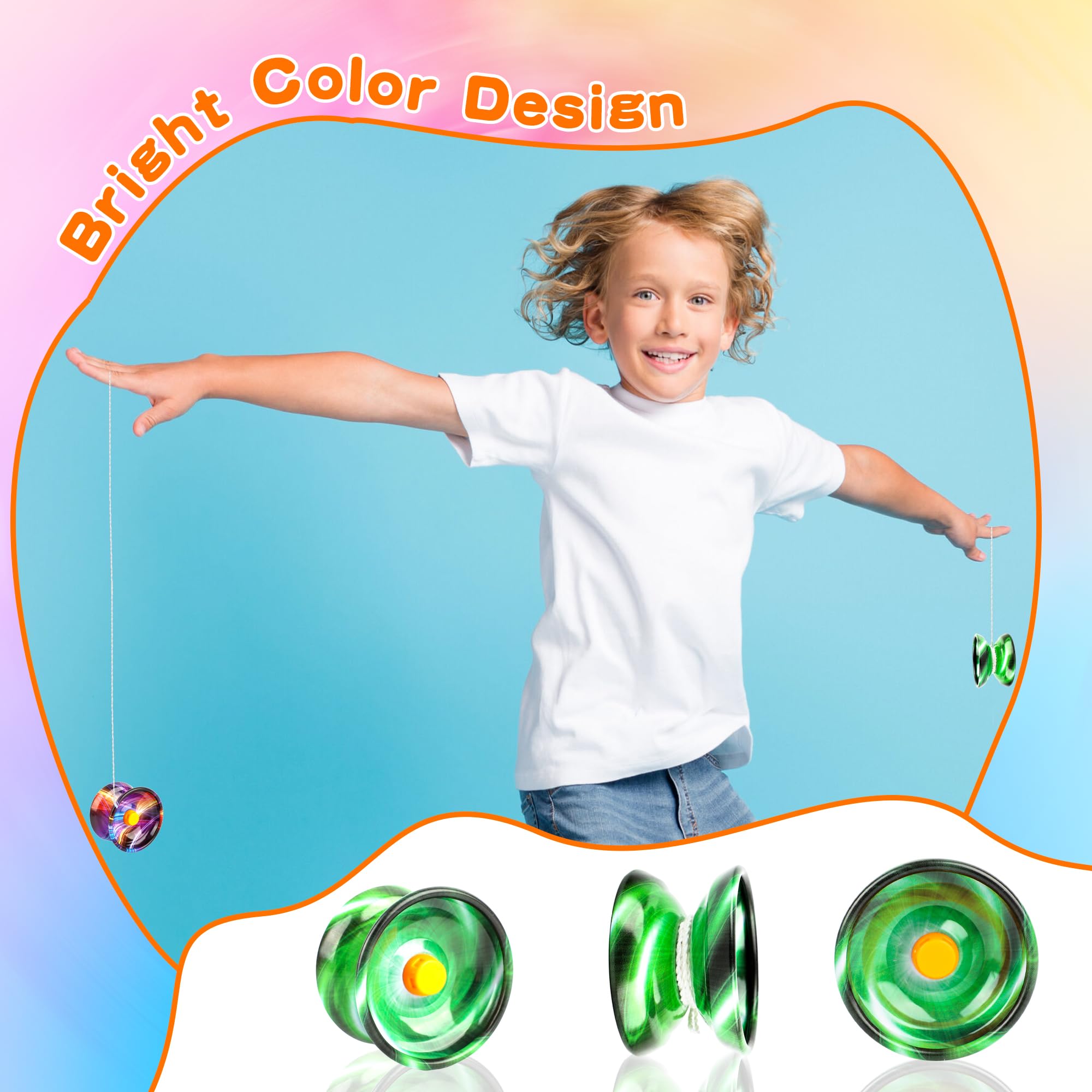 TOYANDONA Yo-Yo En Métal Avec Motif Corne – Jouet Éducatif Pour Enfants – Coordination Œil-Main – Yoyo Réactif Rose