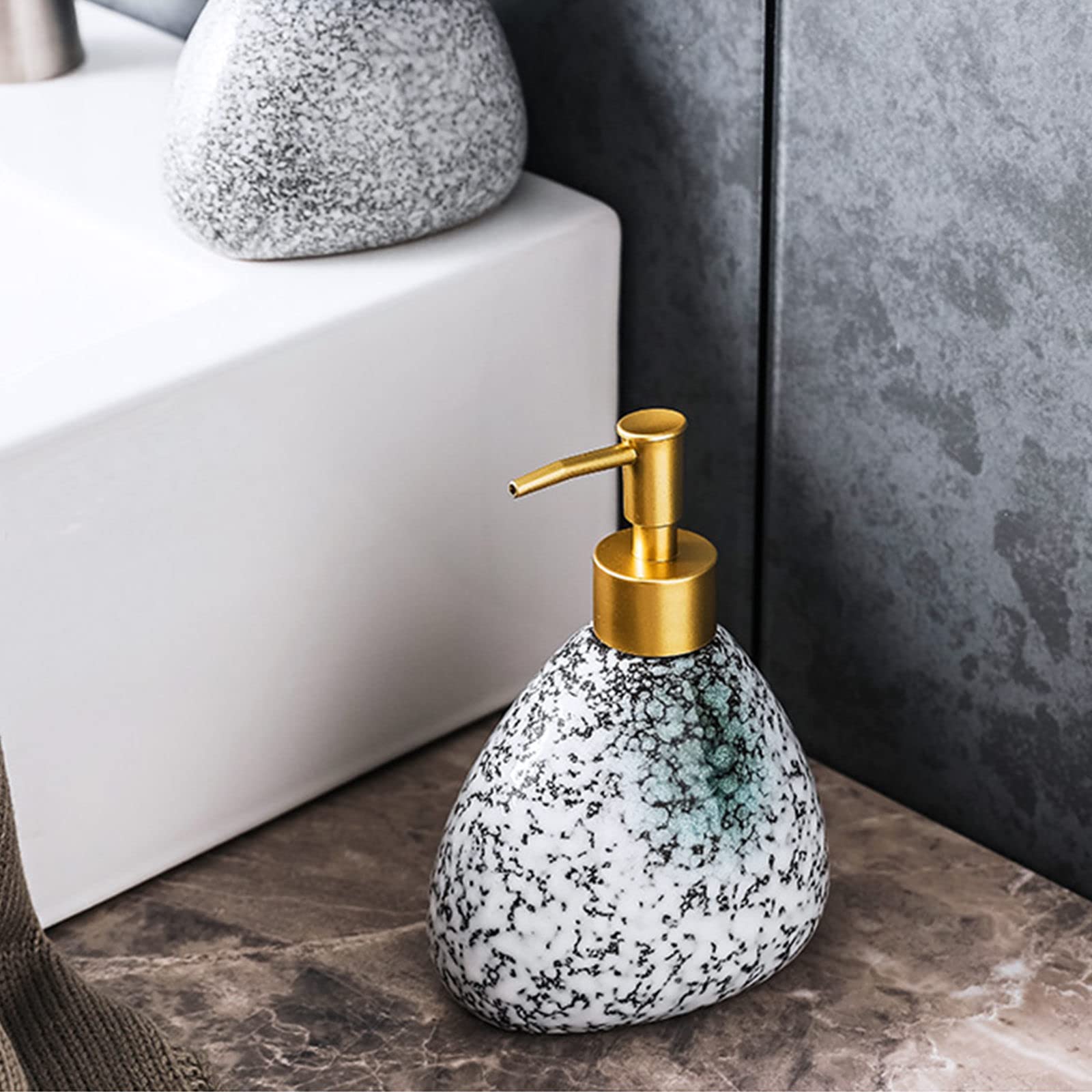 Dispenser di sapone,Dispenser di sapone in stile giapponese, Dispenser di lozione for pompa a gradiente in ceramica, Dispenser di sapone for le mani ricaricabile, for lavello da cucina, Bagno-Mo Yun b