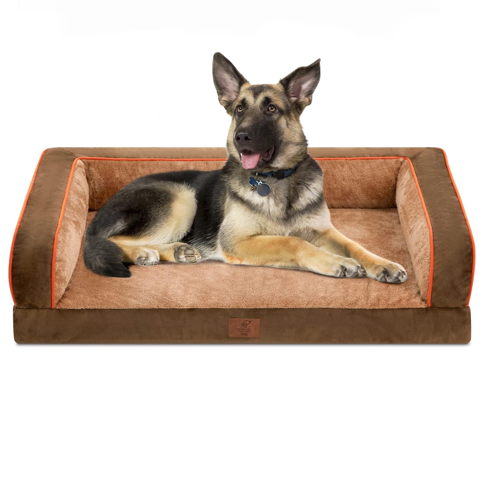 Yiruka Dog Beds for Extra Large Dogs Washable Dog Bed with Removale Bolsters XL Pet Bed with Nonslip