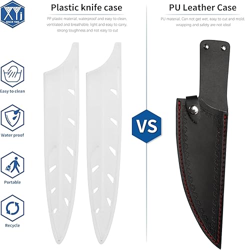 Vista 18 de XYJ Juego de 2 fundas de cuchillo de seguridad para cuchillos, protector de borde, funda universal para cuchillos, chef, cuchillo de cerámica