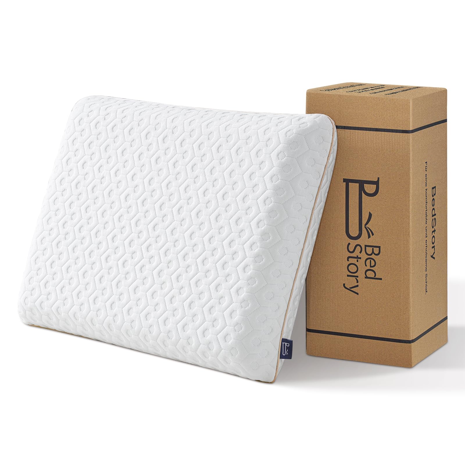 BedStory Gel Memory Foam Kissen 60x40, 10cm Höhe Weiches Kopfkissen für Seitenschläfer, Ergonomisches Kopfkissen mit abnehmbarem und waschbarem Bezug,Visco Kissen Öko-Tex Zertifiziert