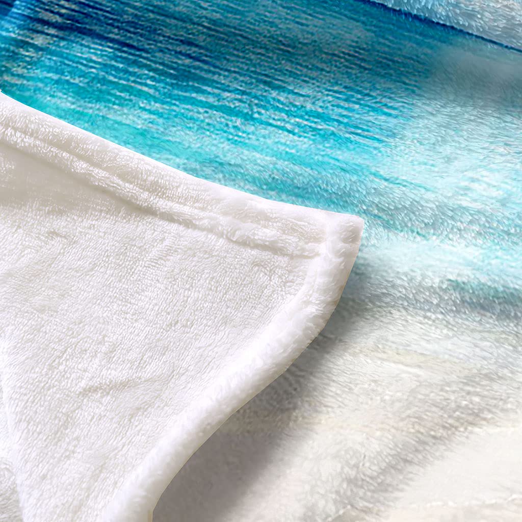 Manta De Franela De Microfibra 150X200Cm Manta De Felpa Suave Para Sofá Cama 3D Cielo Azul Y Paisaje Marino De Nubes Blancas. Impresión Patrón Manta Polar Invierno Gruesa Y Esponjosa Caliente Trans
