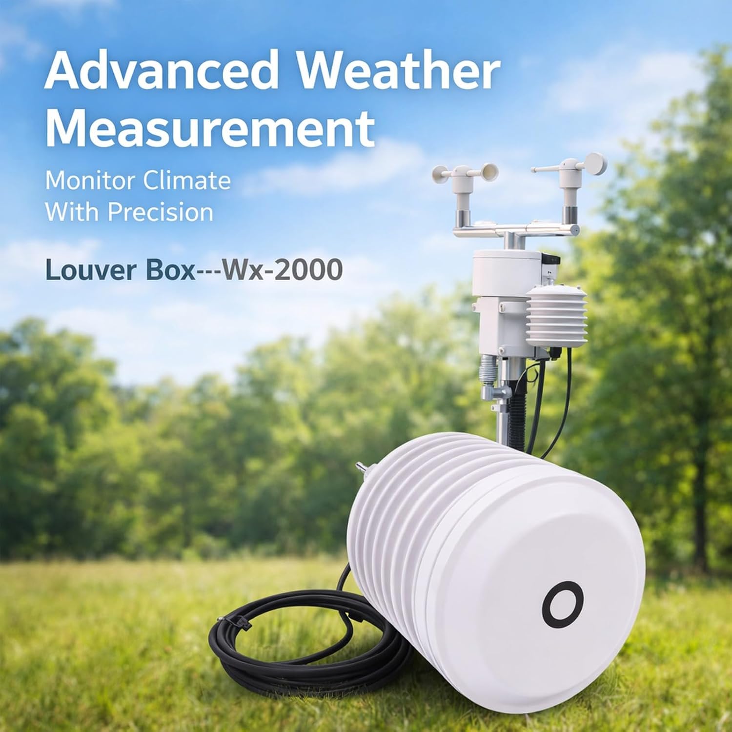 Outdoor Weather Sensor Louver Box 4 - in - 1 Light Intensity CO2 Temperature Humidity Transmitter 9-30V 4-20mA - Accurate Environmental Monitoring Durable for FA (YGC-BYX-M-KV-A2)