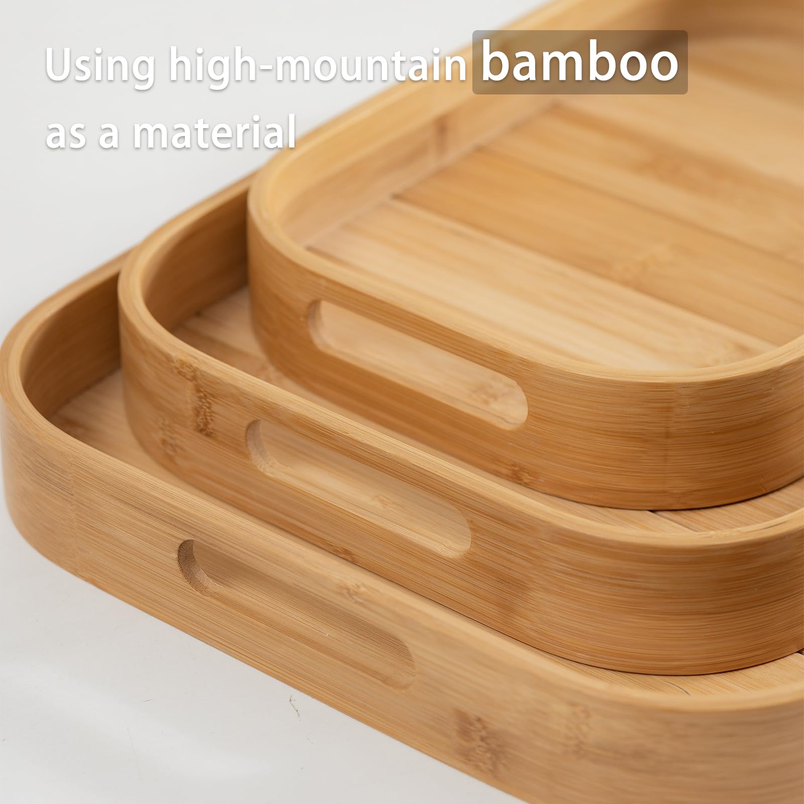 Plateau de service en bambou avec poignées, plateau moderne pour table basse ottomane, plateau de service décoratif pour petit déjeuner
