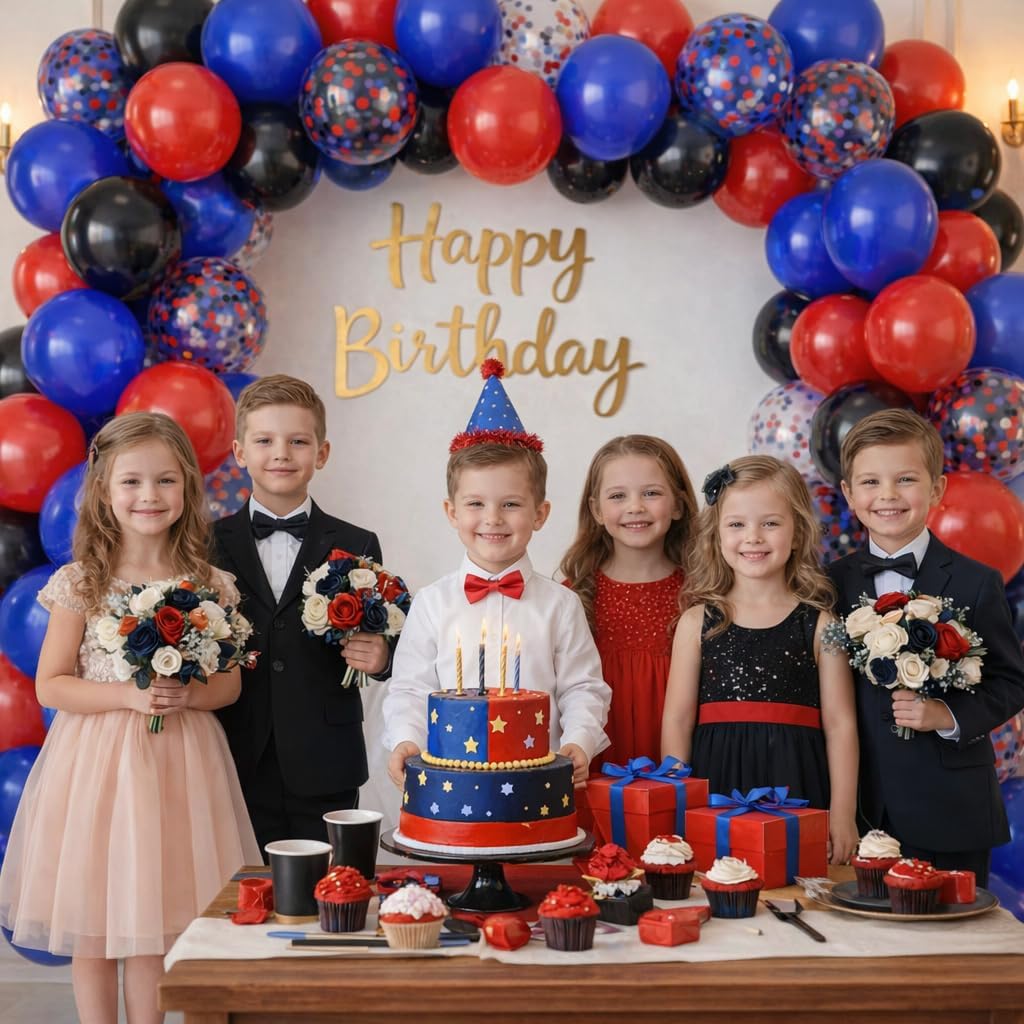 Taeku 60 Pack 12 Inch Black Red Blue Birthday Party Balloons image 4