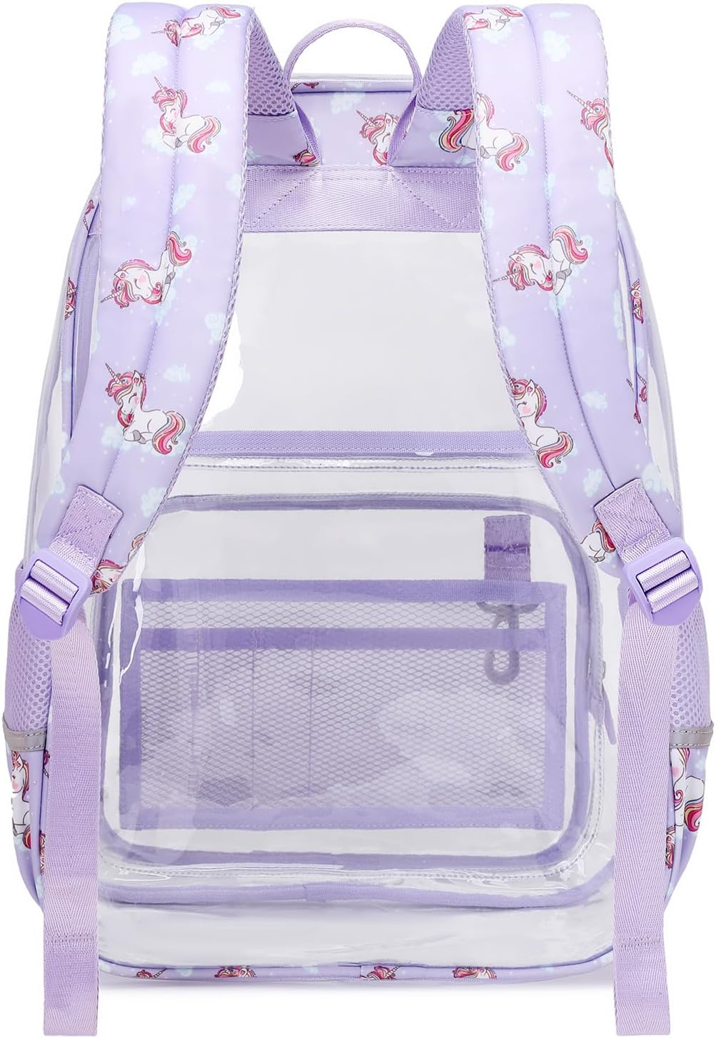 Clear Backpack for Girls, Heavy Duty PVC Transparent Bookbag for School Stadium Events Concert, Purple, Unicorn - Image 8