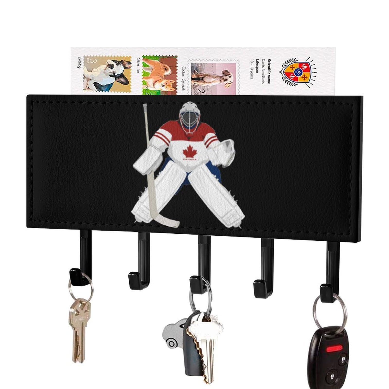NCLQVJXZKHW Ice Hockey Goalkeeper Key Holder with 5 Hooks Key Hooks Wall Mounted Key Racks Key Hanger Organiser Shelf