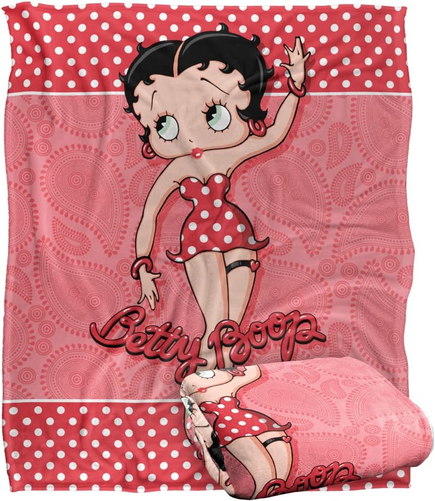 Betty Boop Blanket, 60"x80" Paisley & Polka Dots Silky Touch Super Soft Throw Blanket