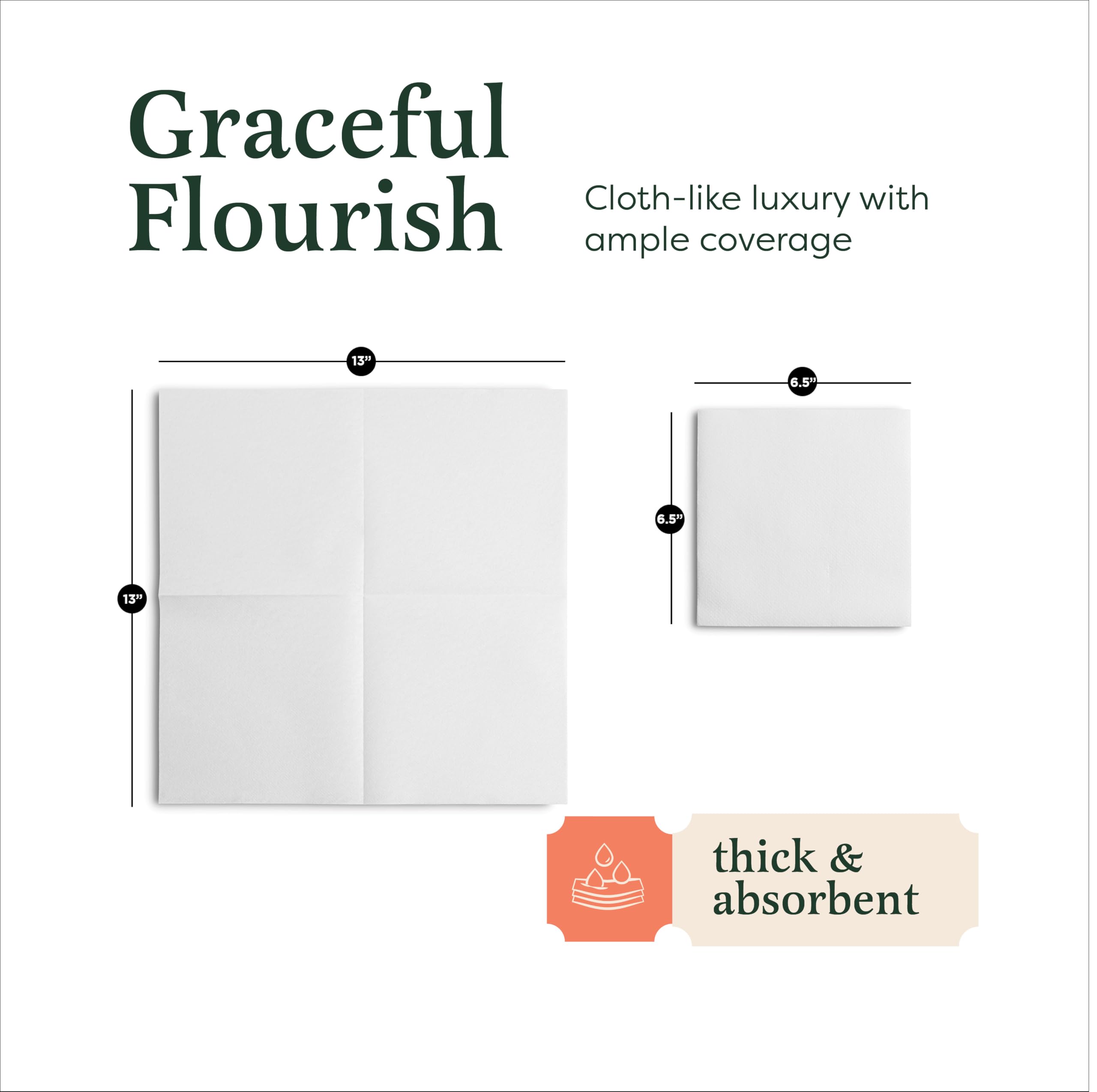 BloominGoods - Servilletas de papel desechables con aspecto de lino, servilletas de papel de tela, suaves y absorbentes para cocina, fiestas, bodas, cenas o eventos (paquete de 200)