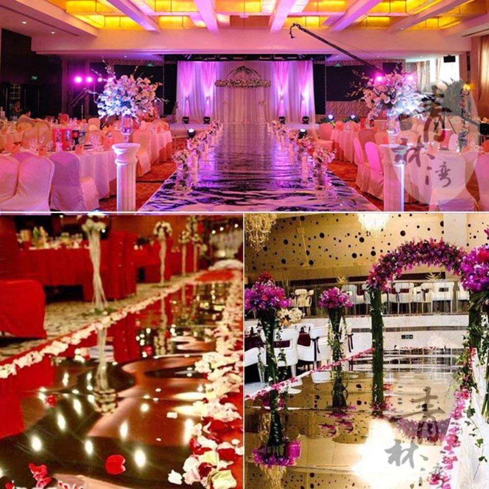 LIJBN Tappeto per Matrimoni Tappeti a Specchio per palco T Rotolo Doppio Lato Uso Tema Romantico Durevole, Spessore 0,12 mm,Gold-1 * 15m