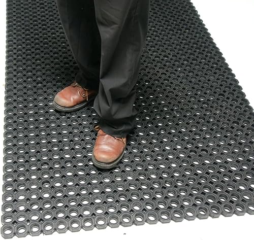 Miniatura 6 de Rubber-Cal Dura-Chef - Alfombrillas octagonales antifatiga para cocina, 7/8 x 39 x 59 pulgadas, alfombrillas de goma negras