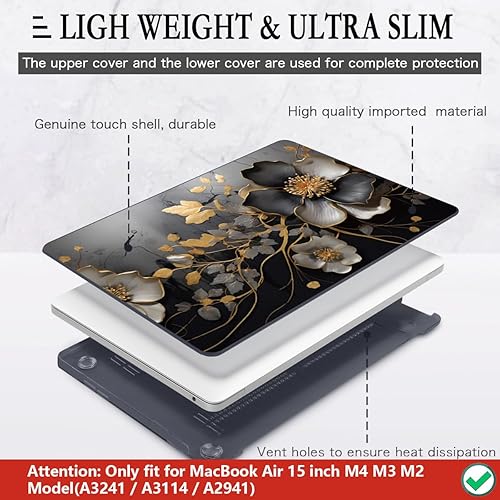 Miniatura 4 de CISSOOK Funda compatible con MacBook Air de 15 pulgadas 2023 2024 2025 versión M4 A3241 M3 A3114 M2 A2941, carcasa rígida de plástico, cubierta de