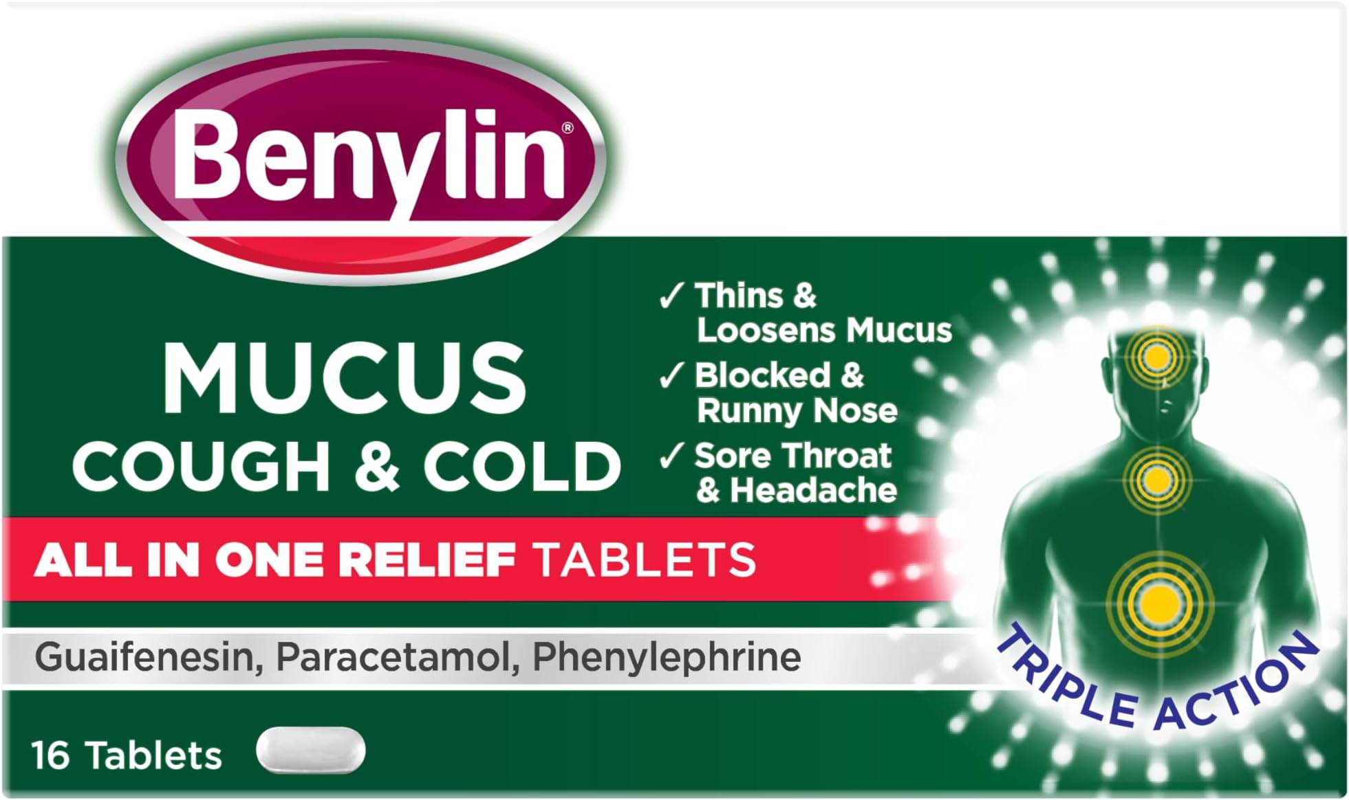 Mucus Cough & Cold All in One Tablets, 16 each