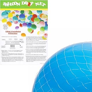 Sparkle and Bash 16 ft Balloon Drop Net - Ceiling Balloon Net Holds 200 - Reusable Drop Kit with Pull Cord - Multicolor