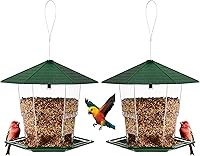 Vista 11 de Comederos para pájaros para exteriores Comedero para pájaros colgante para pájaros salvajes, semillas, negro