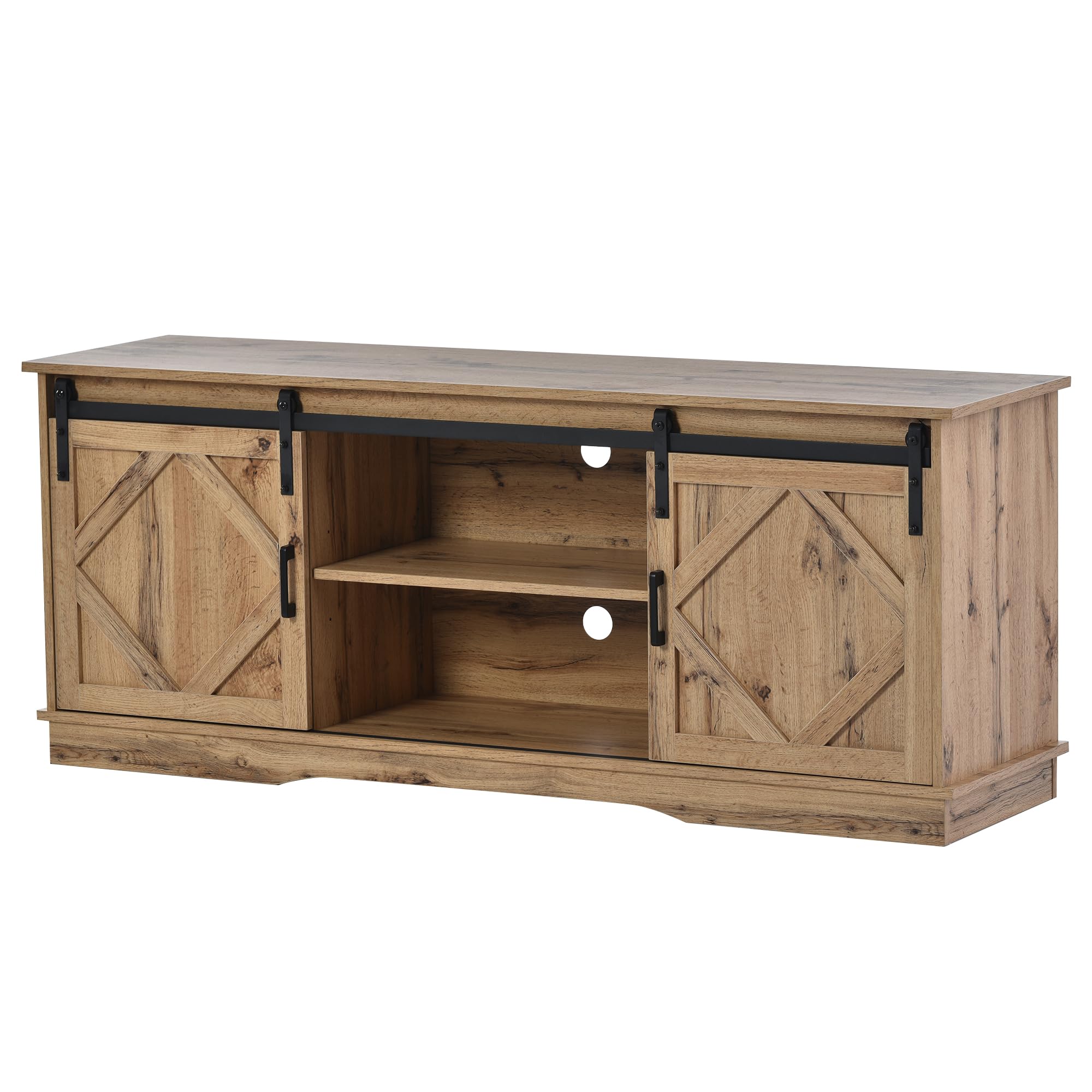 Grande mobile per TV, credenza con 2 classiche ante scorrevoli, scaffali regolabili per soggiorno, sala da pranzo, casa di campagna, design moderno, 150 x 40 x 60 cm (marrone rosso)