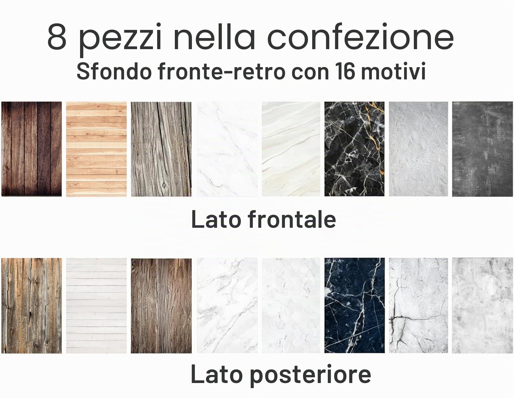 7PCS 14Patterns Fotografia sfondo carta con supporto, 86,4 x 58,4 cm foto bifacciali da tavolo puntelli per alimenti gioielli cosmetici trucco