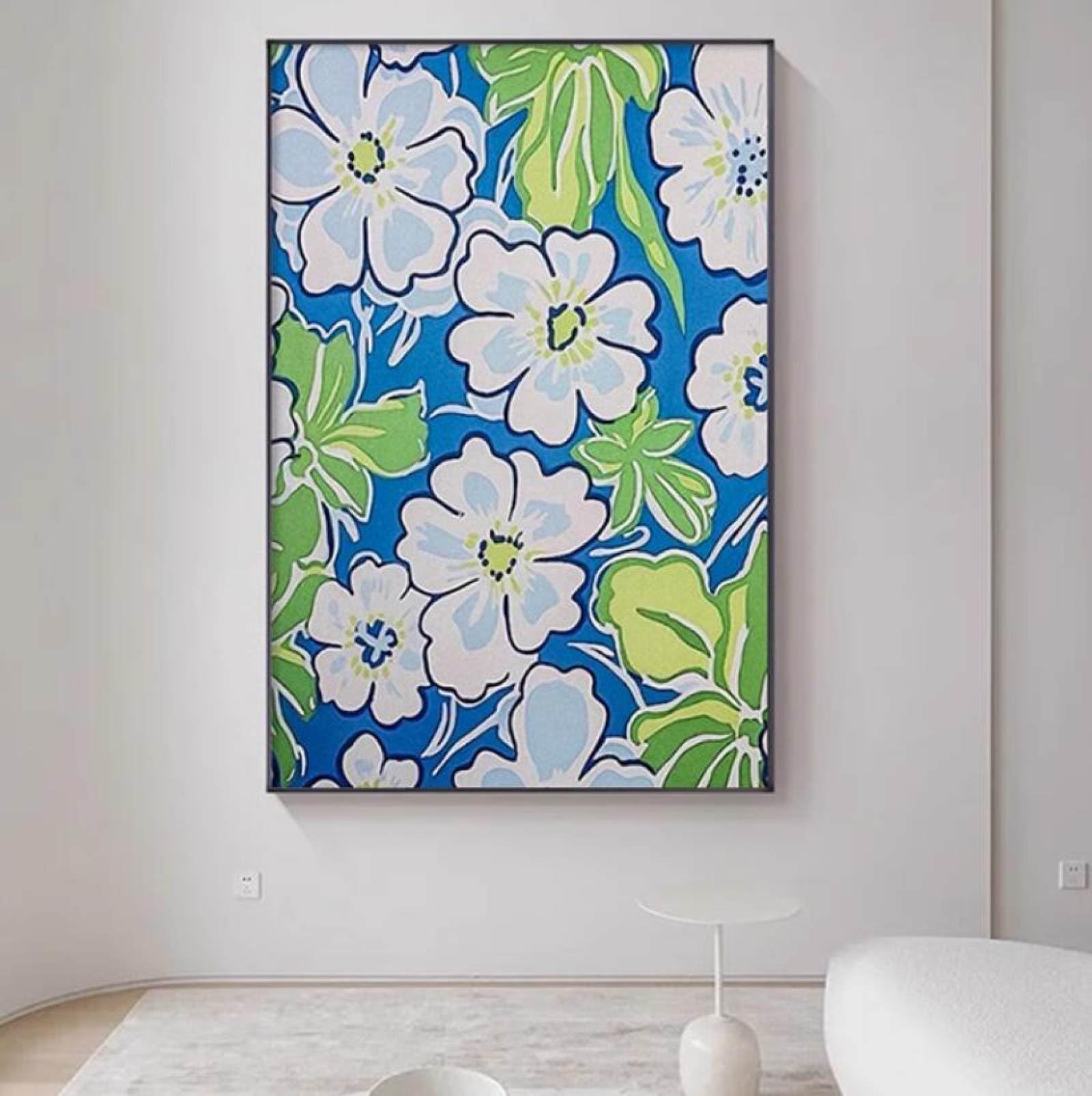Peinture à l'huile fleurie pour salon moderne et grand mur de bureau contemporain