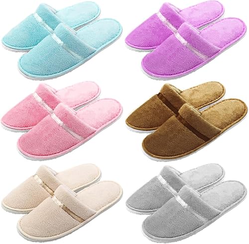 Maeline Zapatillas de spa, antideslizantes, desechables, al por mayor, pantuflas de hotel para invitados, multicolor reutilizables, para interiores,