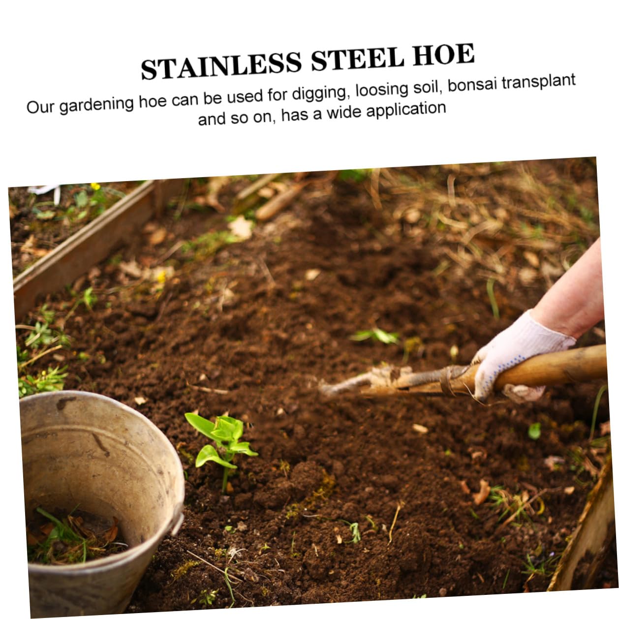 Yardenfun Edelstahl Gartenschaufel Handhacke Robust Rostfrei Gartenwerkzeug Unkrautentfernung Kleine Grabegabel für Bodenlockerung und Pflanzarbeiten für Hobbygärtner und Außenbereich