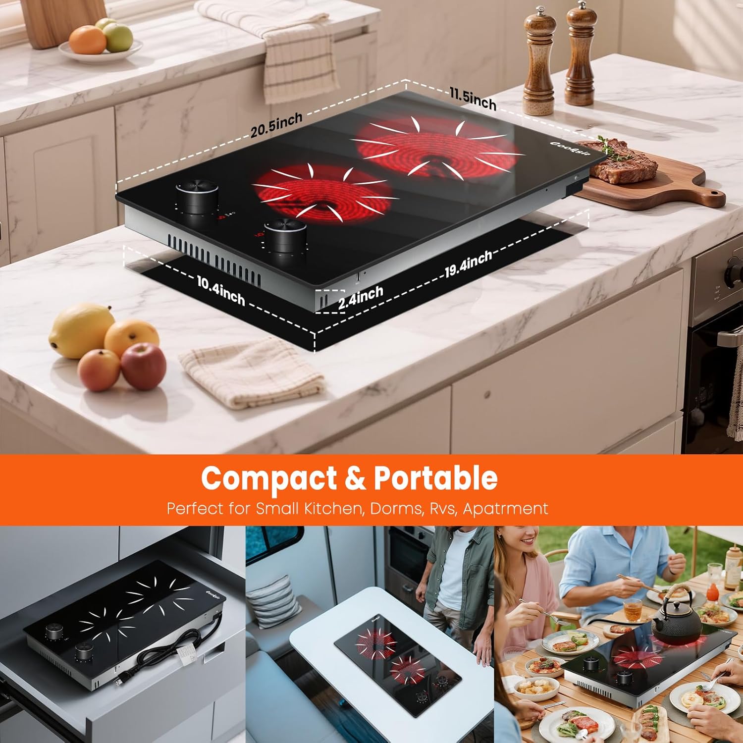2 Burner Electric Cooktop Pack