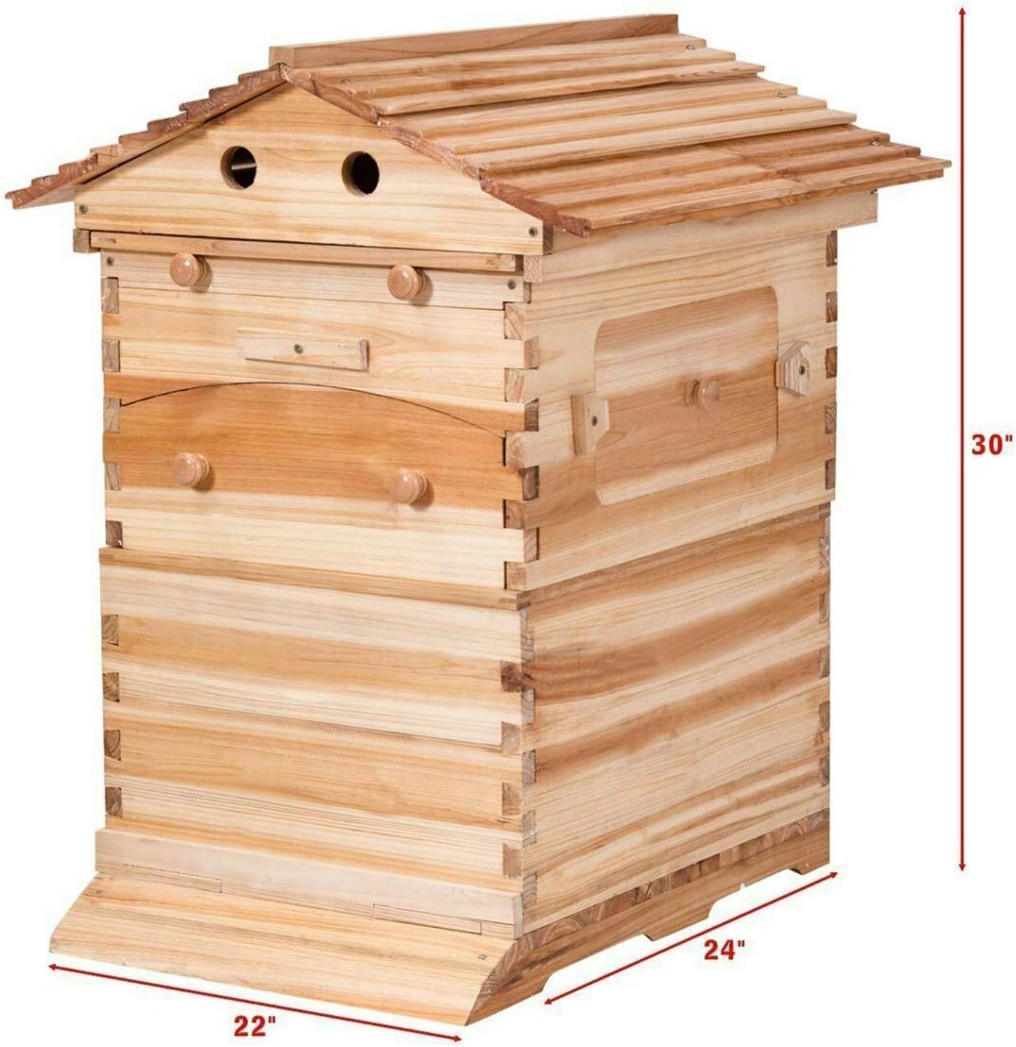 Automatic Wooden Beehive House, 7pcs, Auto Honey Hive Frames, Beekeeping Starter Kit