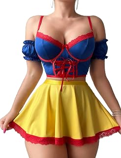 Cosplay Lingerie for Women Sexy Roleplay Costumes Princess Outfits with Pleated Skirt Sets 5 piece