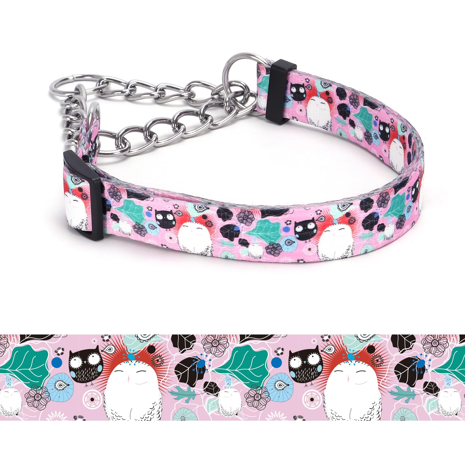 haoyueer Martingale Dog Collar - Stainless Steel Chain, No Pull Training Collar with Flower Design for Large Medium Small Dogs (A12NO12, M) โ image 1