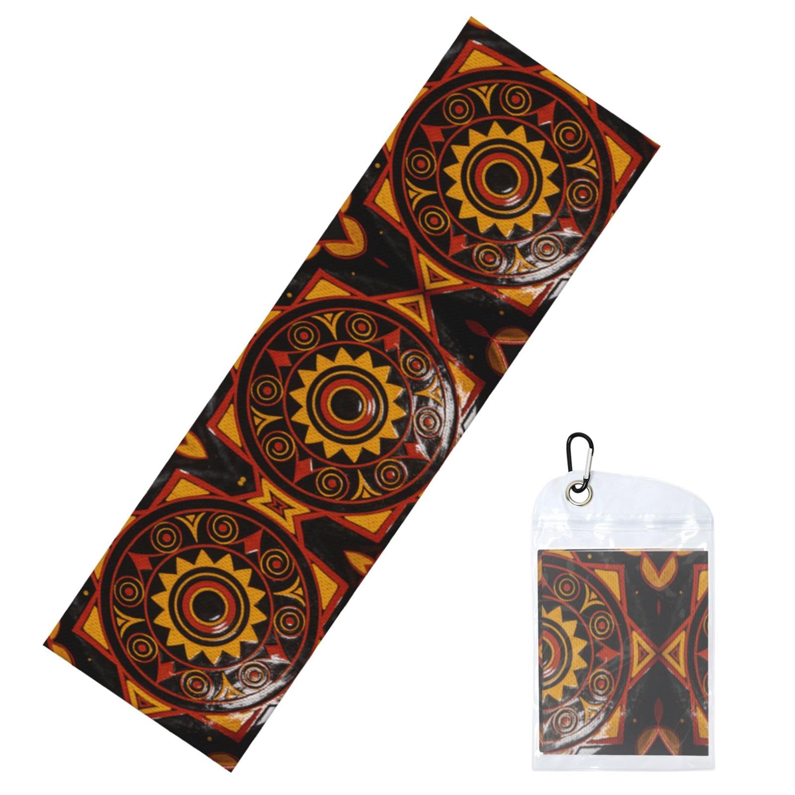 DUYIOKH Vibrant Tribal Plate Print Cooling Towel, Portable Towel for Gym Workout Golf Beach World Cup Sports Hot Weather