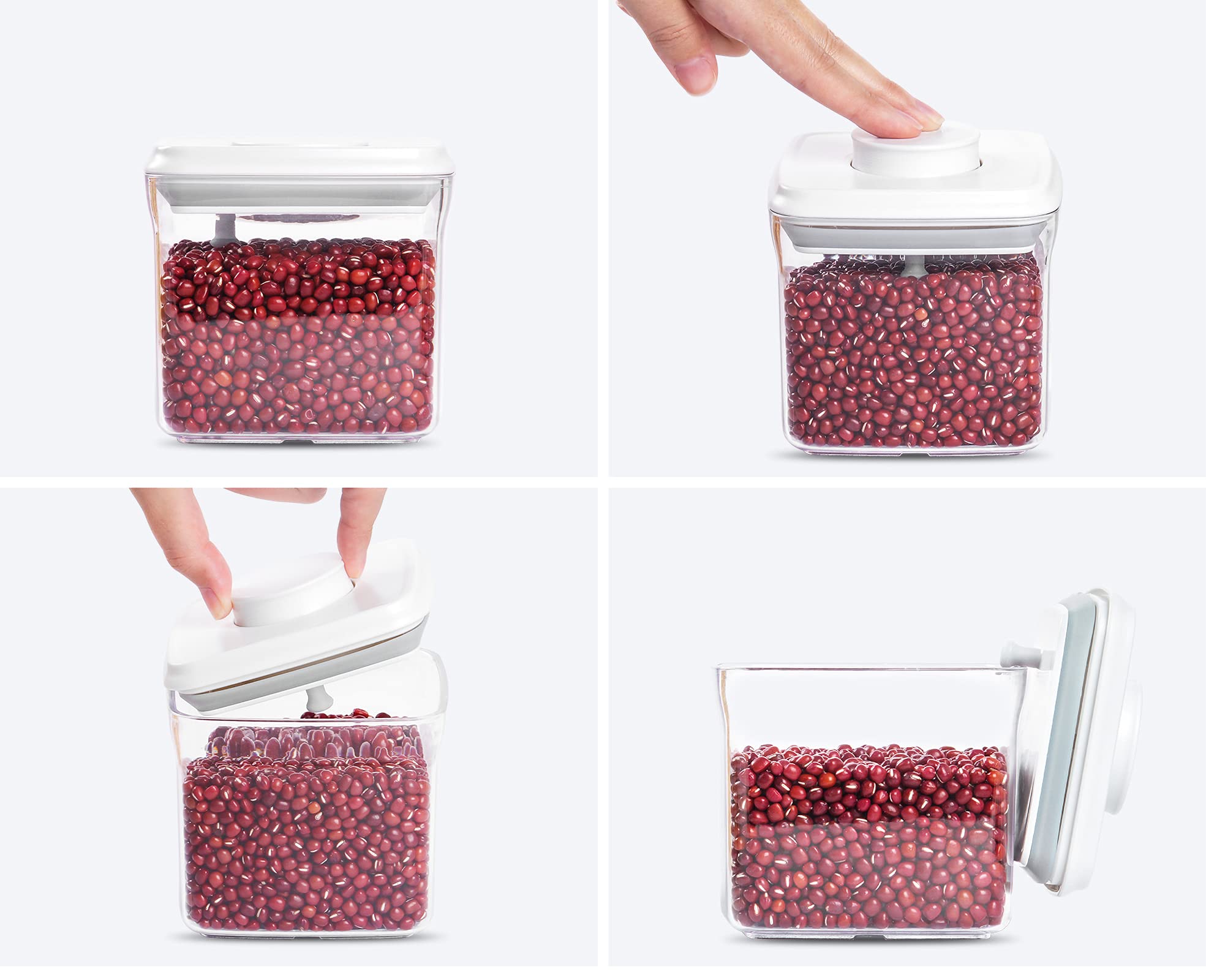 Airtight Food Storage Container, ANVAVA 500ml Stackable Square Clear