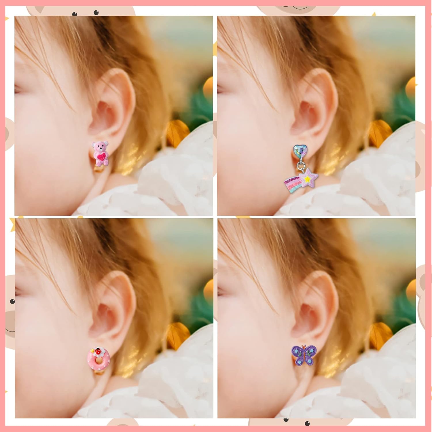 Kids Clip On Earrings for Girls 20/30/40 Pairs Hypoallergenic Clip on Earrings for Kids Cute Animal Earrings for Little Girls Jewelry Set Party Favor Gift - Image 4